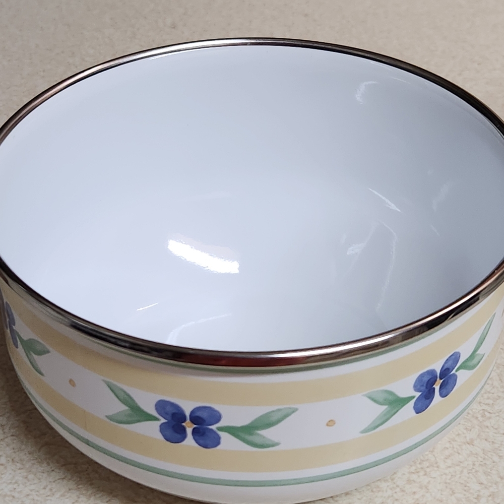 Pfaltzgraff “Summer Breeze” Metal Mixing Bowl Trio | Enamel Nesting Set - Picture 14 of 16